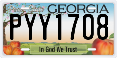 GA license plate PYY1708