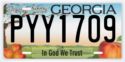 GA license plate PYY1709