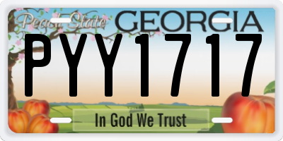 GA license plate PYY1717
