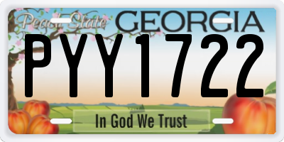 GA license plate PYY1722