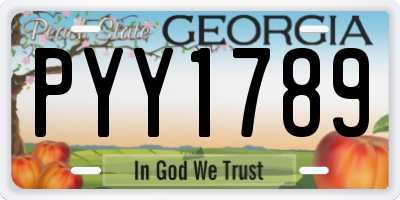 GA license plate PYY1789