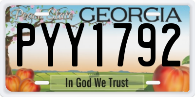 GA license plate PYY1792