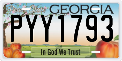GA license plate PYY1793