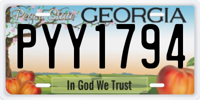 GA license plate PYY1794