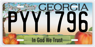 GA license plate PYY1796
