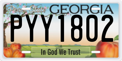 GA license plate PYY1802