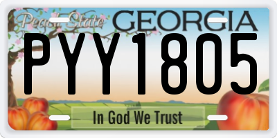 GA license plate PYY1805