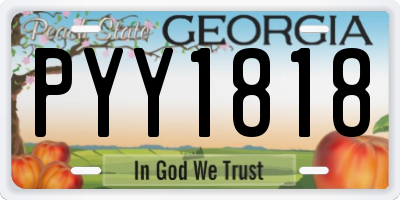 GA license plate PYY1818