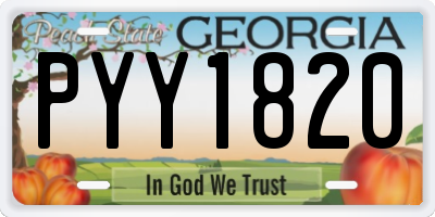 GA license plate PYY1820