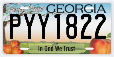 GA license plate PYY1822