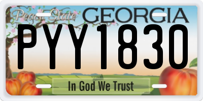 GA license plate PYY1830