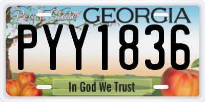 GA license plate PYY1836