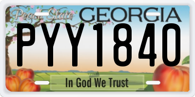 GA license plate PYY1840