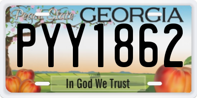 GA license plate PYY1862