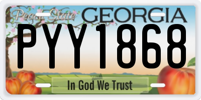 GA license plate PYY1868