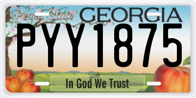 GA license plate PYY1875