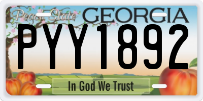 GA license plate PYY1892
