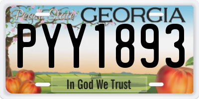 GA license plate PYY1893