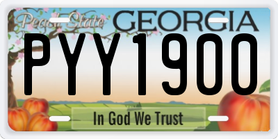 GA license plate PYY1900