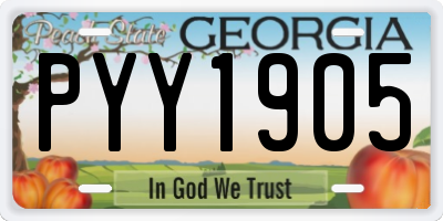 GA license plate PYY1905