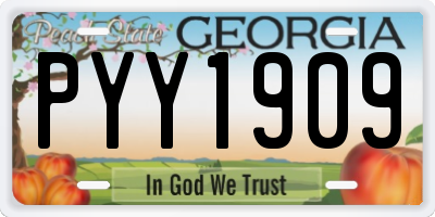 GA license plate PYY1909