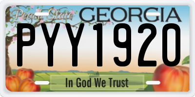 GA license plate PYY1920