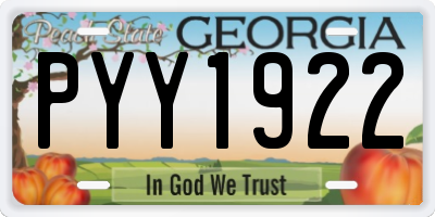GA license plate PYY1922