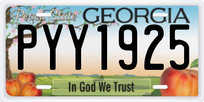 GA license plate PYY1925