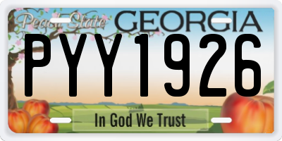 GA license plate PYY1926