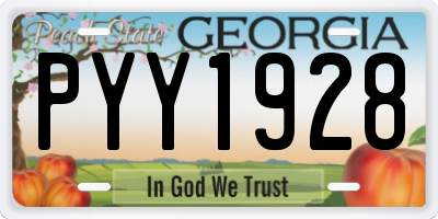 GA license plate PYY1928