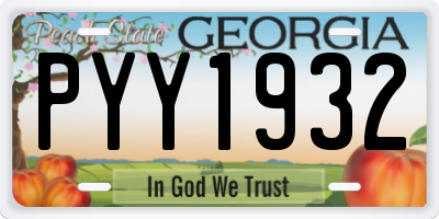 GA license plate PYY1932