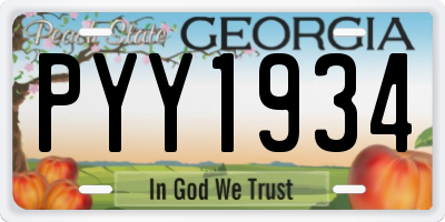 GA license plate PYY1934