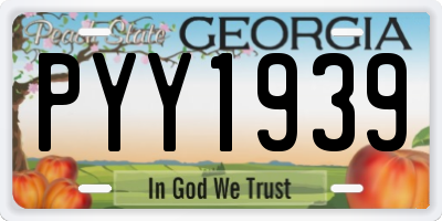GA license plate PYY1939