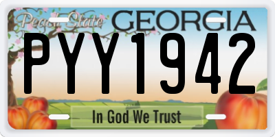 GA license plate PYY1942