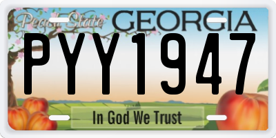 GA license plate PYY1947