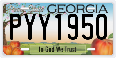 GA license plate PYY1950