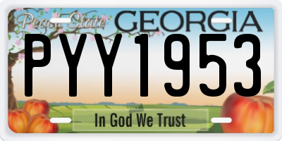 GA license plate PYY1953