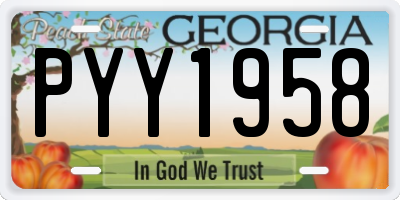 GA license plate PYY1958