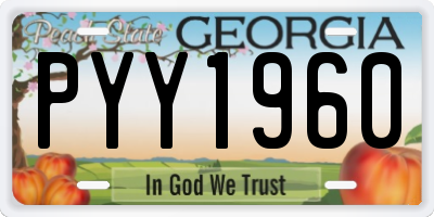 GA license plate PYY1960