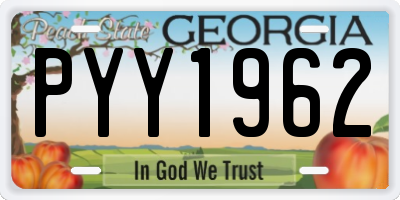GA license plate PYY1962