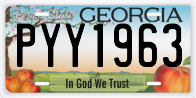 GA license plate PYY1963