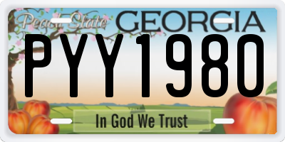 GA license plate PYY1980
