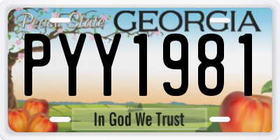 GA license plate PYY1981