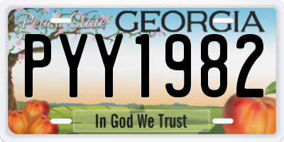 GA license plate PYY1982