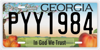 GA license plate PYY1984