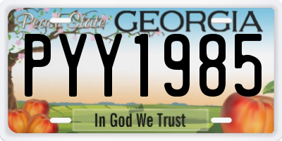 GA license plate PYY1985
