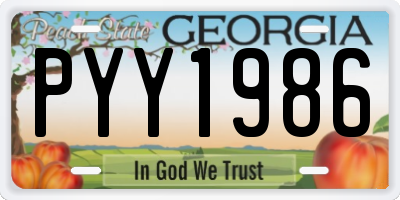 GA license plate PYY1986