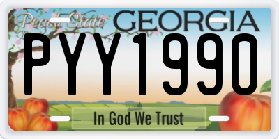 GA license plate PYY1990