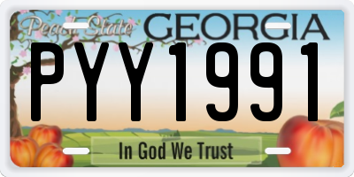 GA license plate PYY1991