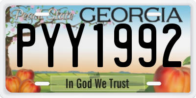 GA license plate PYY1992